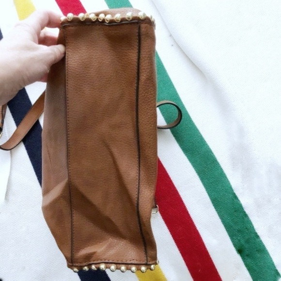 NWOT Steve Madden Large Gold Tone Studded Brown Bag - Picture 10 of 10